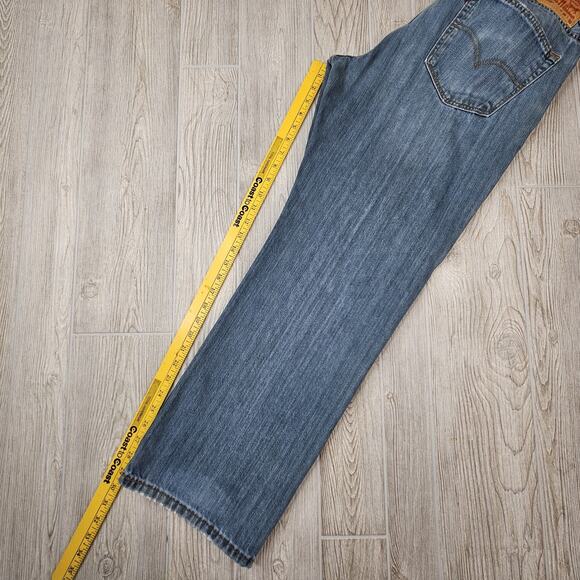 Levis 569 Jeans Mens 38x32 Blue Loose Straight Leg Denim Medium Wash Distressed - Picture 8 of 8